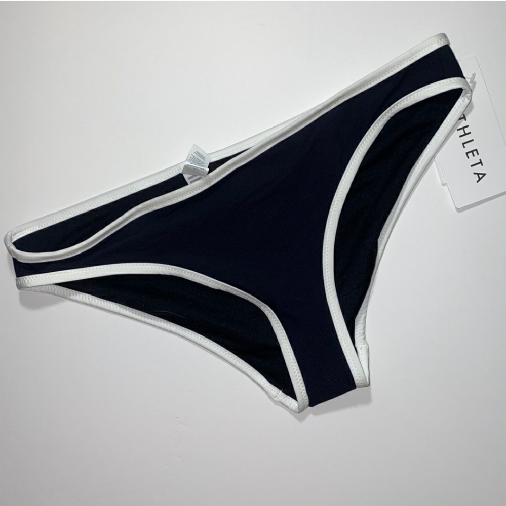Athleta Clean Medium Black and White Bikini Brief Size Medium NWT